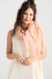 Midsummer's Cotton and Lace Scarf - CHAMPAGNE CREAM