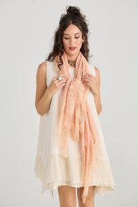 Midsummer's Cotton and Lace Scarf - PISTACHIO