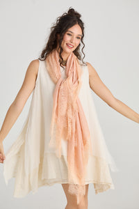 Midsummer's Cotton and Lace Scarf - CHAMPAGNE CREAM