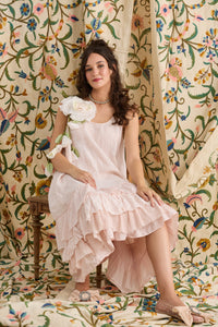 Waterlily ruffled dress. Powder Pink