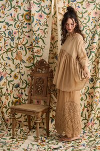 Desert Rose Linen & lace skirt. Ebony