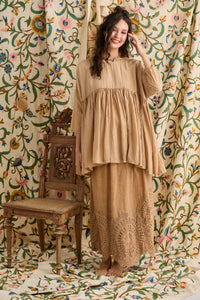 Desert Rose Linen & lace skirt. Ebony