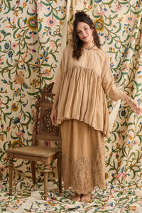 Desert Rose Linen & lace skirt. Ebony