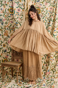 Desert Rose Linen & lace skirt. Ebony