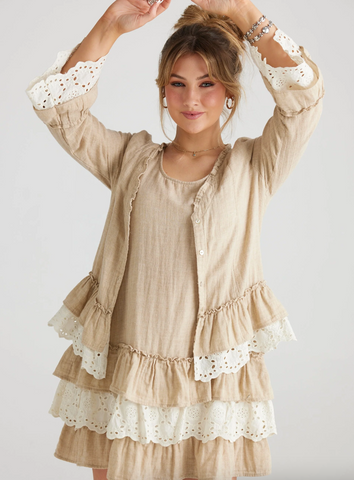 Bronte Linen and Lace Jacket