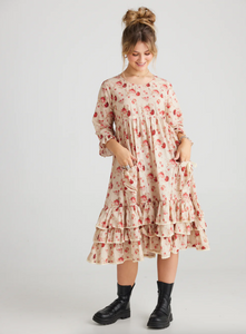 Cymbeline Ruffled Dress - Dark Rose