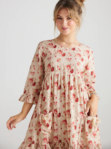 Cymbeline Ruffled Dress - Dark Rose