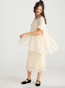 Lillibelle Linen and Lace top - Black