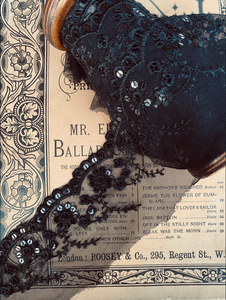 Beaded sequinned Black lace