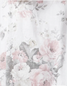 Rosabella Romantic Floral Top - Long Pure Linen Floral Top