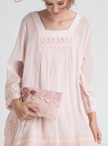 Large Lace zip bags - Dusty Pink