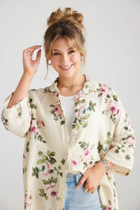 LINEN TEDDY SHIRT - FLORAL