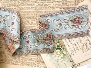 Vintage French Ribbon trim. Pastel Blue