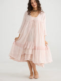 WOMEN'S - Enchantress long linen gauze coat. Powder Pink