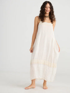 Isadore Long linen gauze cami dress. Powder Pink