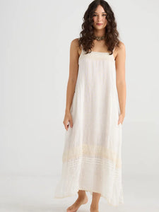 Isadore Long linen gauze cami dress. Cream