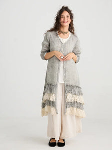 WOMEN'S - Florette Linen and lace coat. Coconut