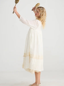 Enchantress long linen gauze coat. Cream Puff