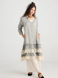 WOMEN'S - Florette Linen and lace coat. Mist Grey