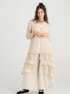 Florette Linen and lace coat. Mist Grey