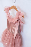 Clara Ballerina Dress. Dusty Pink & Vintage Blue