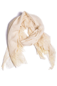 Midsummer's Cotton and Lace Scarf - CHAMPAGNE CREAM