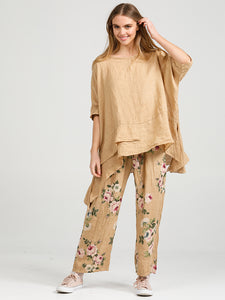 SORRENTO RUFFLE TOP - Pure Italian linen ruffle top