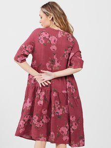 Audrey Linen Dress, Cranberry