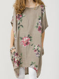 Floral Rosabella Top - Long Pure Linen Floral Top