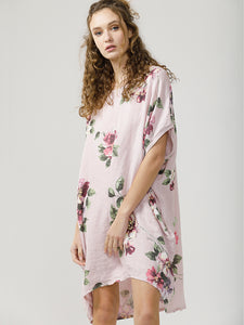 Floral Rosabella Top - Long Pure Linen Floral Top