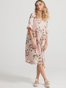 Audrey Linen Dress, Dusty Pink