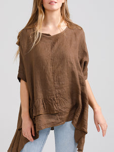 SORRENTO RUFFLE TOP - Pure Italian linen ruffle top