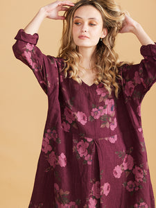 Audrey Linen Dress, Cranberry