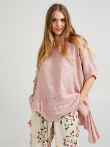 SORRENTO RUFFLE TOP - Pure Italian linen ruffle top