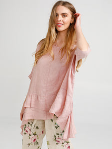 SORRENTO RUFFLE TOP - Pure Italian linen ruffle top