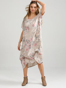 Floral Primavera Dress - Long Pure Linen Dress