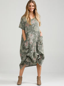 Floral Primavera Dress - Long Pure Linen Dress