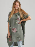 Floral Rosabella Top - Long Pure Linen Floral Top