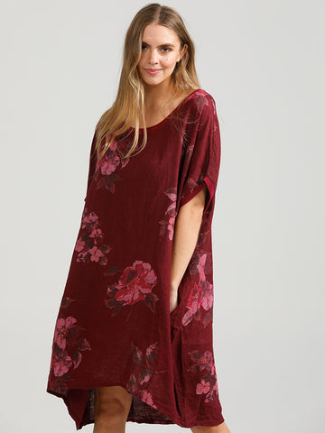 Floral Rosabella Top - Long Pure Linen Floral Top