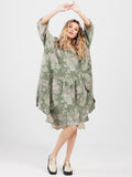 WOMEN'S - Clarissa Linen Dress FLORAL - OLIVE GREEN