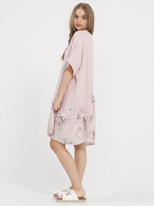 FLEUR DRESS - Linen Dress with Floral patches