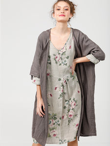 FLORAL MIA DRESS - Pure linen day dress