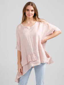 SORRENTO RUFFLE TOP - Pure Italian linen ruffle top