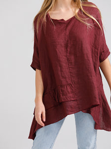 SORRENTO RUFFLE TOP - Pure Italian linen ruffle top