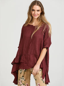 SORRENTO RUFFLE TOP - Pure Italian linen ruffle top