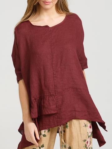 SORRENTO RUFFLE TOP - Pure Italian linen ruffle top