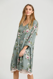 FLORAL MIA DRESS - Pure linen day dress