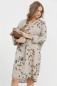 FLORAL MIA DRESS - Pure linen day dress